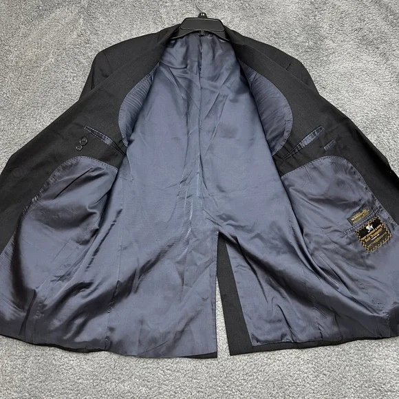 Hart Schaffner Marx Blazer Mens 46L Gray Excellent Wool Gold Trumpeter Jacket - Picture 4 of 11